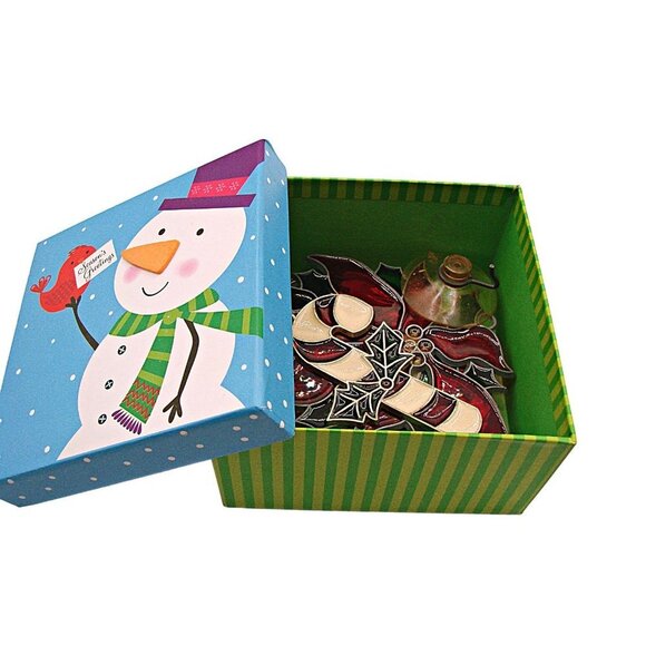 Lot 7 Vintage Mixed Christmas Holiday Acrylic Glass Stained Suncatcher Ornaments - Picture 11 of 11